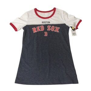 Colorblock Boston Red Sox MLB T-Shirt Navy White New Womens XS